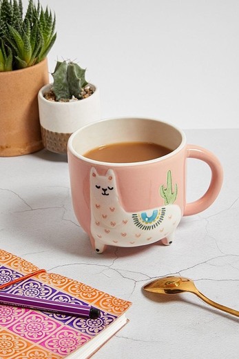 Hand-Painted Llama Ceramic Mug