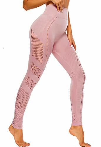 Social FITTOO Leggings Sin Costuras Corte de Malla Mujer Pantalon Deportivo Alta Cintura