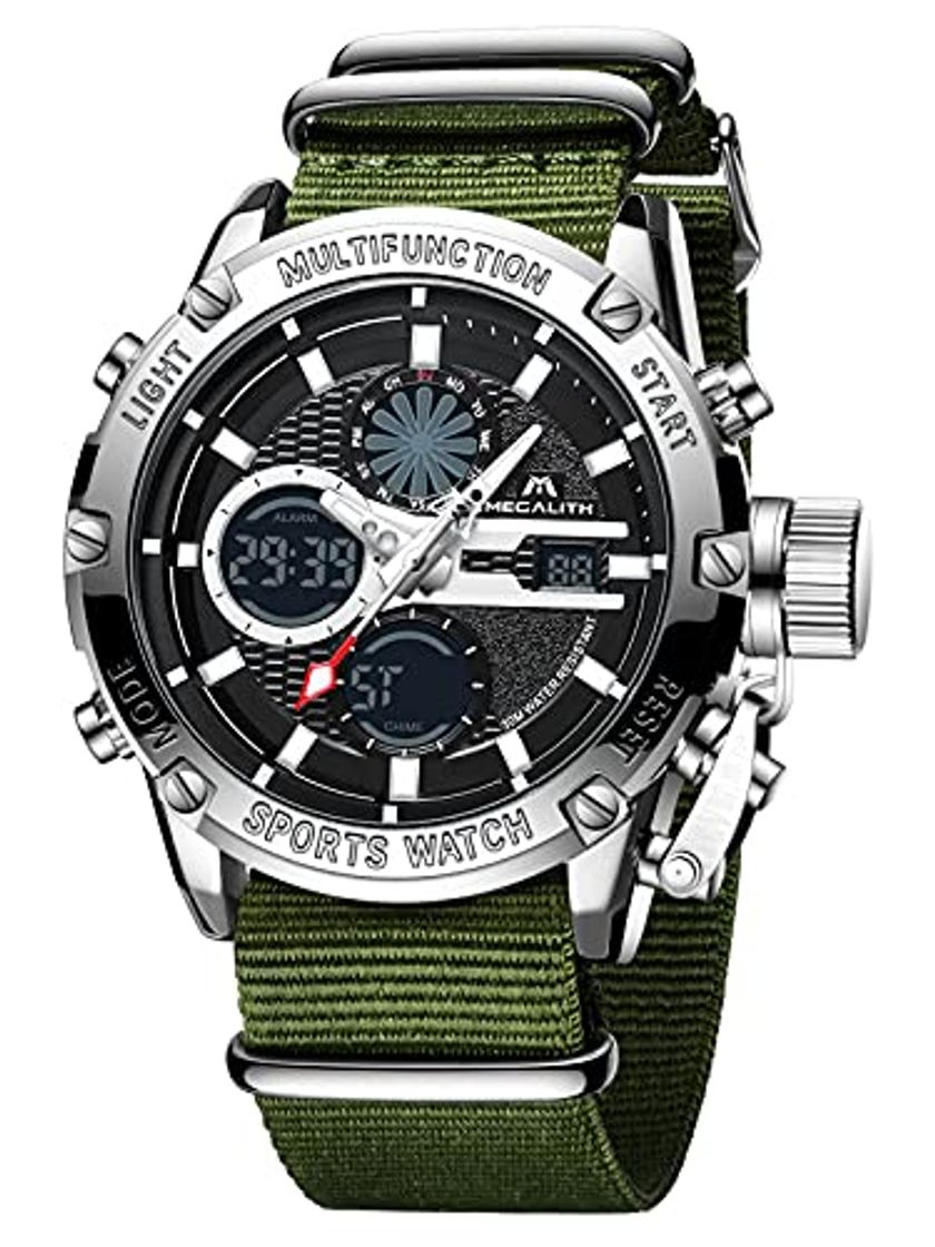 Fashion MEGALITH Relojes para Hombre Deportes Digitales Relojes Militares tácticos Impermeables para Hombres Cronómetro Multifuncional Luminoso Alarma de Cara Grande Reloj de Pulsera LED