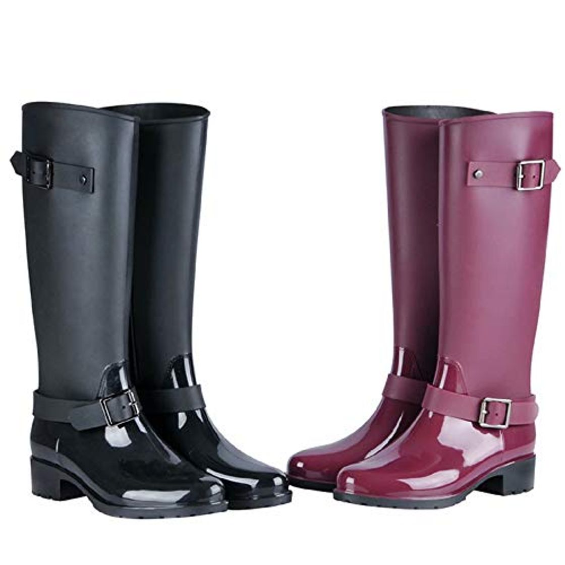 Fashion TQGOLD® Botas de Agua Mujer Niña Botas de Lluvia Altas Impermeable Goma Wellington Boots Negro Talla 40