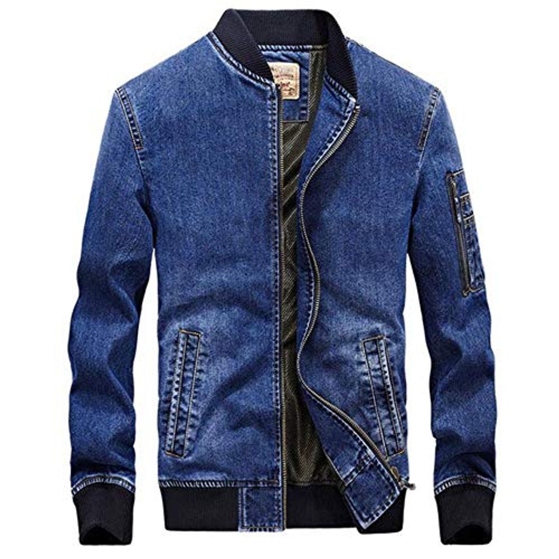 Moda FHKGCD Denim Jacket Men Fashion Embroidered Spring Autumn Stand Collar Jeans Jackets