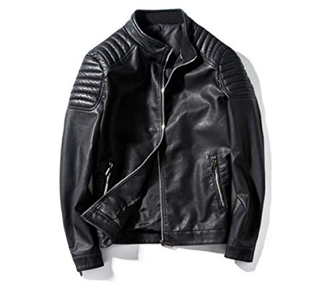 Fashion FHKGCD Chaqueta De Cuero para Hombre Chaquetas De Moto De Cuello Alto