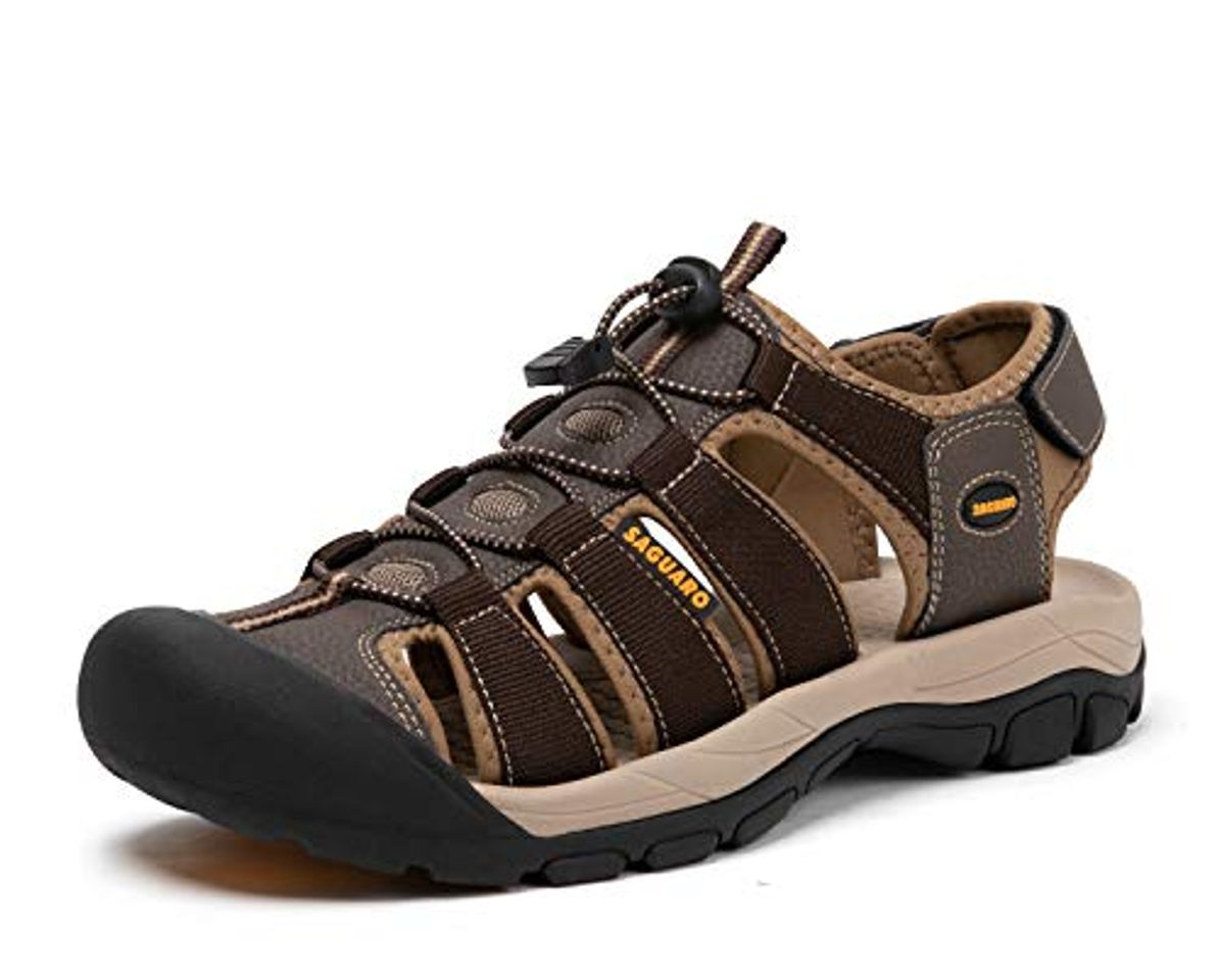 Moda SAGUARO Sandalias Deportivas para Hombres Verano Cerradas Zapatos Antideslizante Sandalias de Playa Marrón 40 EU