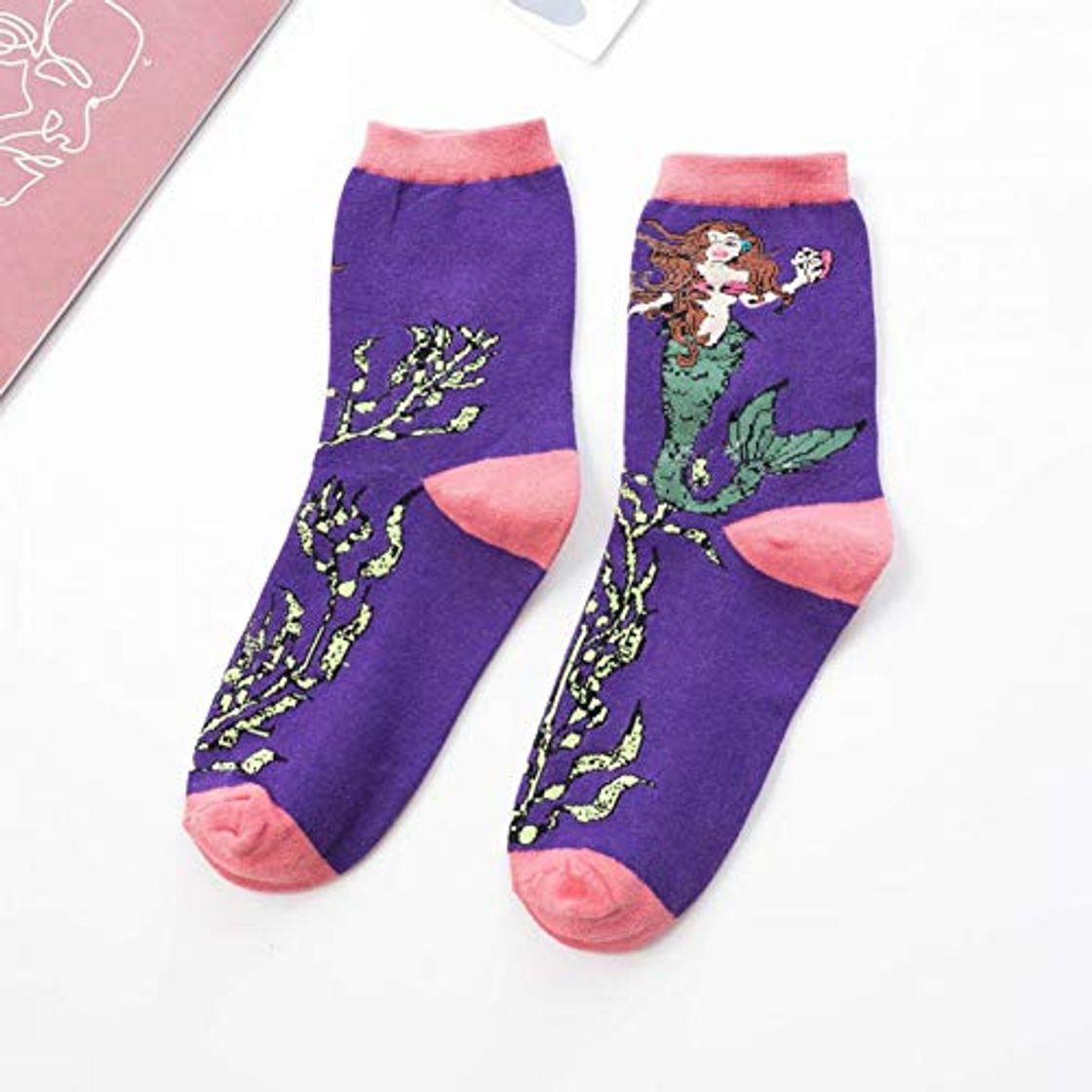 Fashion WLQXDD Calcetines especiales de regalo Harajuku Style Women Socks Mermaid Happy Funny Socks Hipster Jacquard Floral Meias Feminino Skarpety