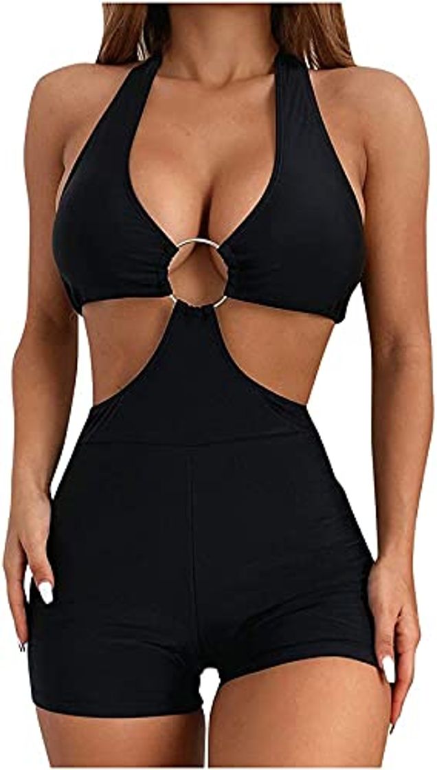 Fashion LINGZE Maiôs Mulheres Moda Feminina Sexy Contendo Almofada de Peito Cor Sólida Cintura Média Maiôs de Controle de Barriga