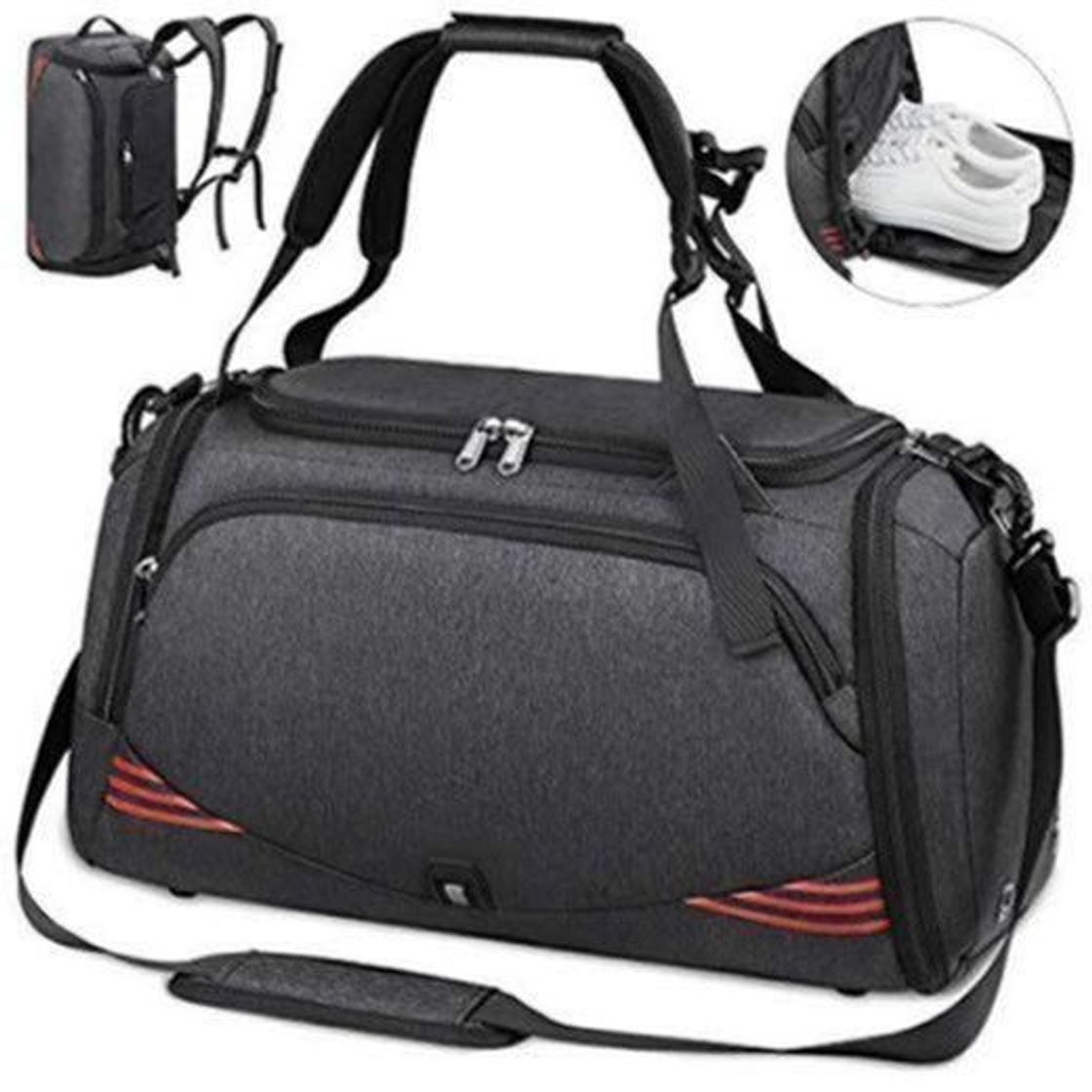 Product NUBILY Bolsa Deporte Hombre Bolsas Gimnasio Mujer Bolso Fin de Semana Viaje con Compartimento para Zapatos Gym Bag Impermeable Grande 40L Negro