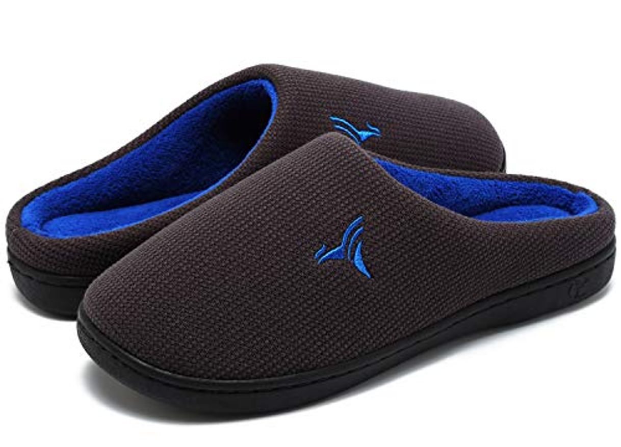 Social VIFUUR Hombre Zapatillas de casa Espuma de Memoria de Alta Densidad Cálido