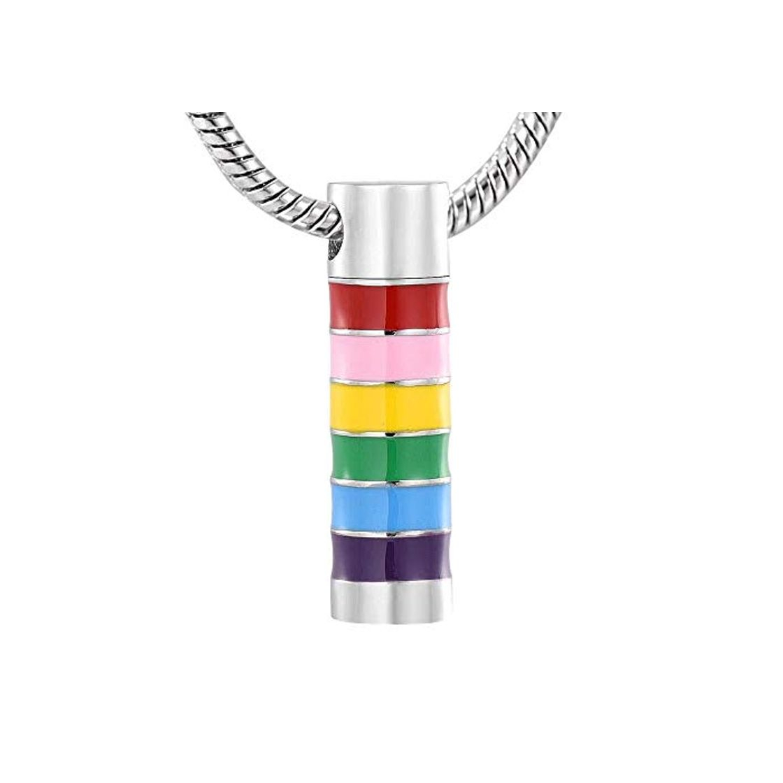 Fashion Collar de Moda para Mujer Acero Inoxidable Arco Iris Cilindro de Cilindro Memorial Colgante de Colgante Collar Joyería Hombres y Mujeres Izar