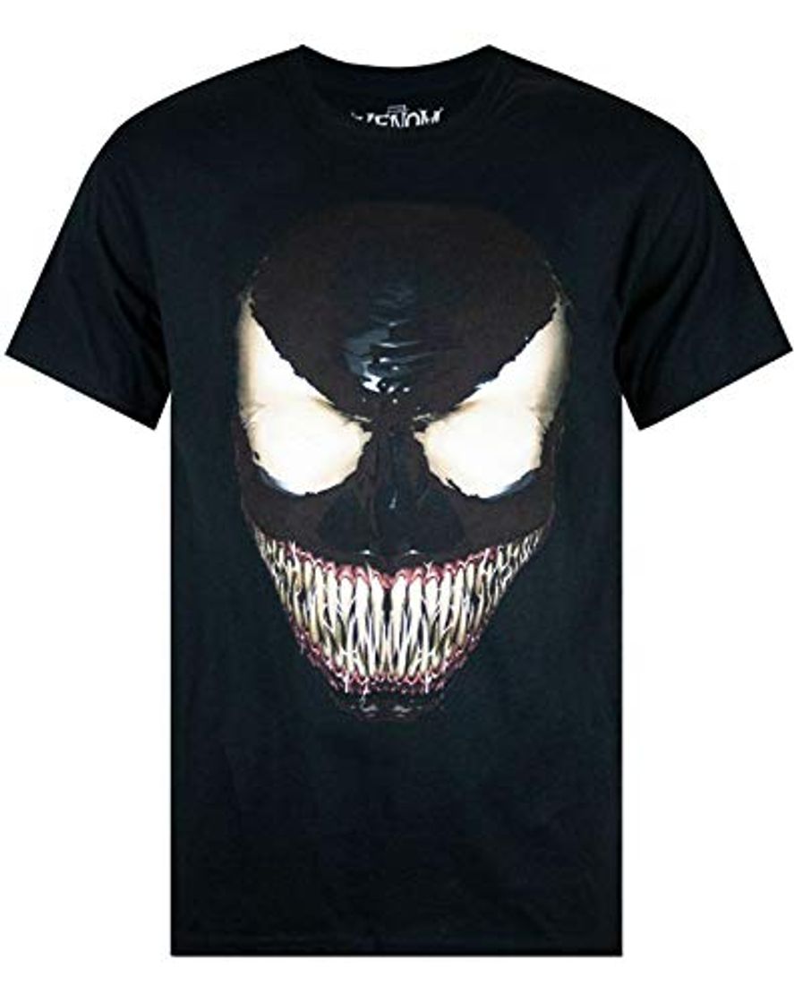 Moda Manga Corta Camiseta de Marvel Comics Venom Hombres de la Cara de Negro