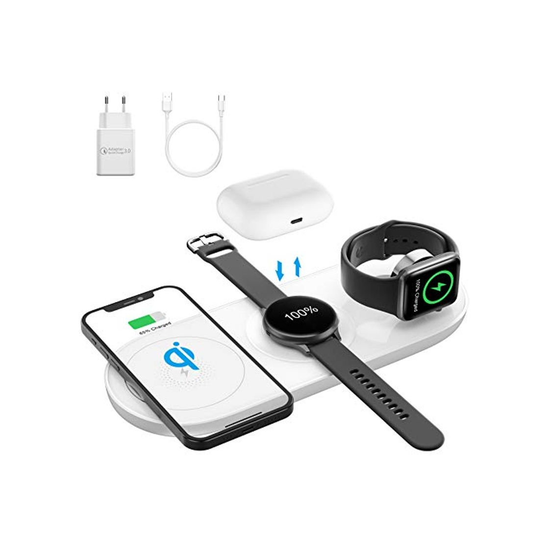 Electrónica AMZLIFE Cargador inalámbrico 5 en 1 Qi para Samsung Galaxy Watch