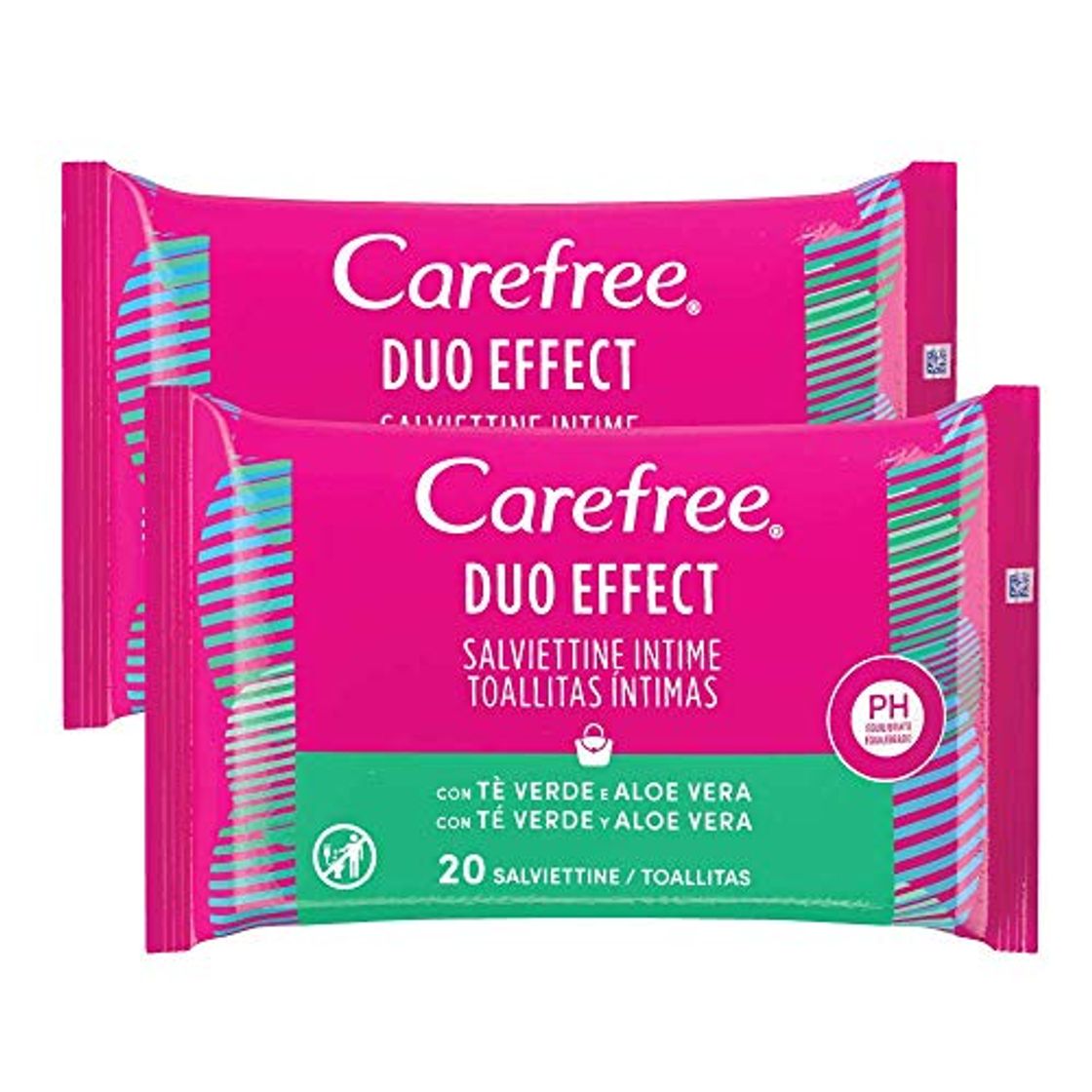 Producto Carefree Toallitas Intimas Te Verde y Aloe 2 x 20 unidades 190