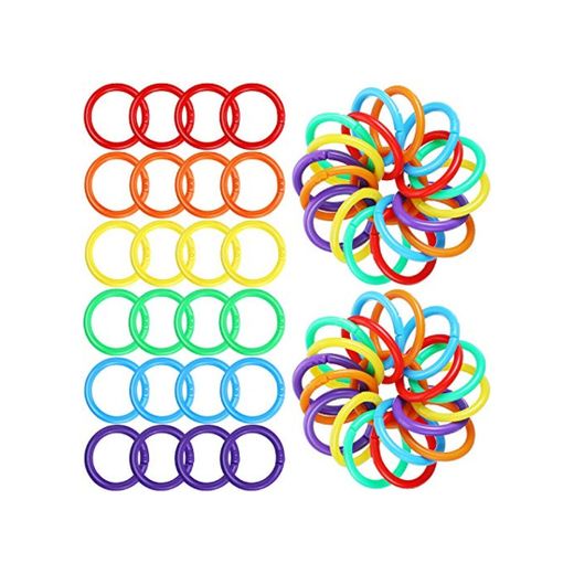144 Anillos de Hojas de Sueltas de Plástico Anillos de Encuadernación Multicolor
