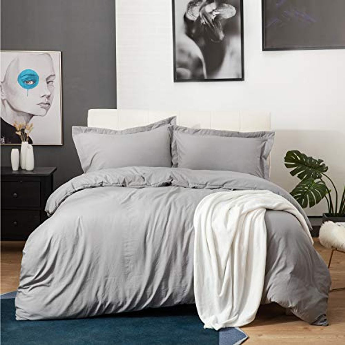 Lugares Bedsure Funda Nórdica Cama 150/135cm Gris