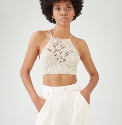 Crop top de croché com alças PULL&BEAR 