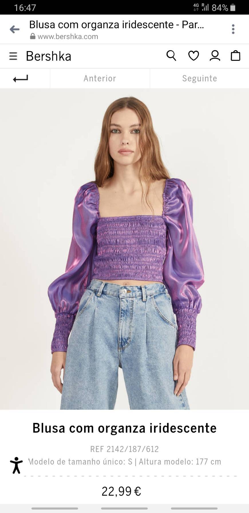 Moda Blusa com Organza Iridescente - Bershka 