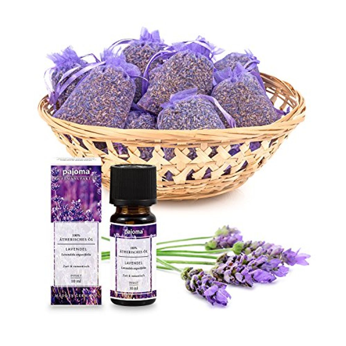 Products Pajoma 10 bolsitas de Lavanda más Aceite Esencial de Lavanda 100% Natural de Francia Bolsitas de Bolsa de Lavanda