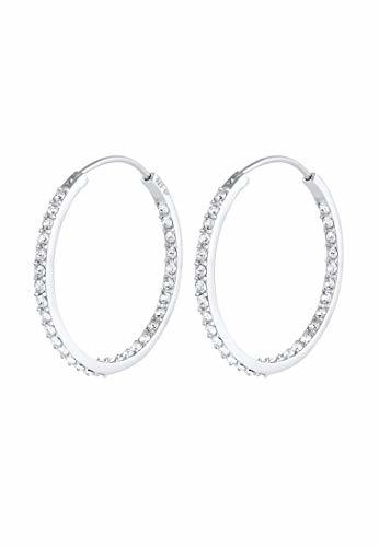 Product Elli Pendientes Criollos para mujer con brillantes cristales Swarovski® en plata de