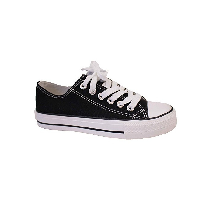 Fashion Zapatillas de mujer de tela con suela de goma, Negro