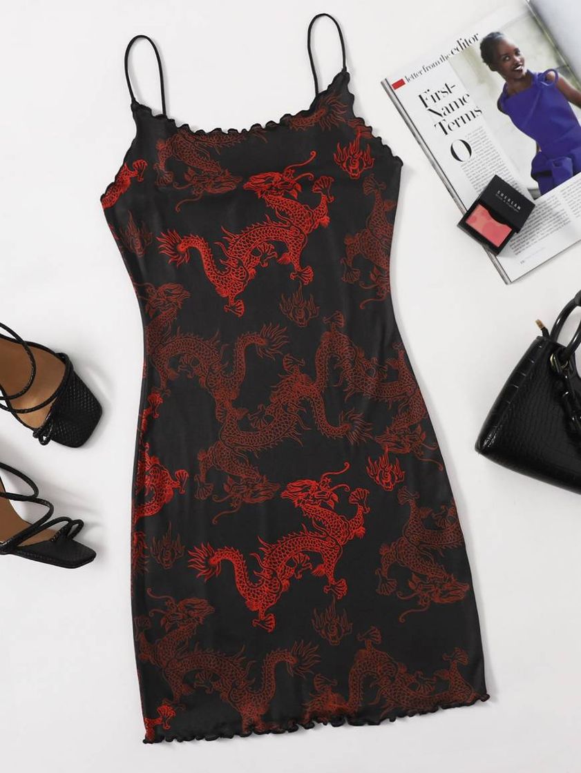 Vestido vermelho e preto