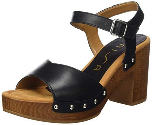 Unisa Taco_Ran, Sandalias con Plataforma para Mujer, Negro