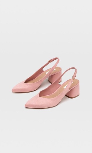 Sapatos tacão mules cor de rosa
