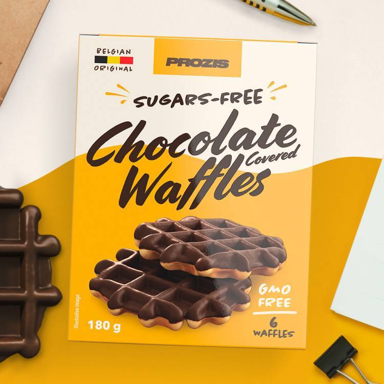 Producto 6 x Waffles Cobertos com Chocolate sem Açúcares 