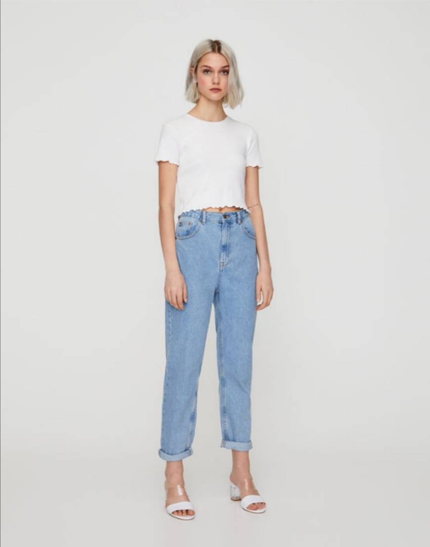 Social Jeans mom fit com elástico na cintura 