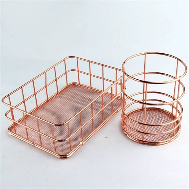 Social Caixas de organização rose gold em metal