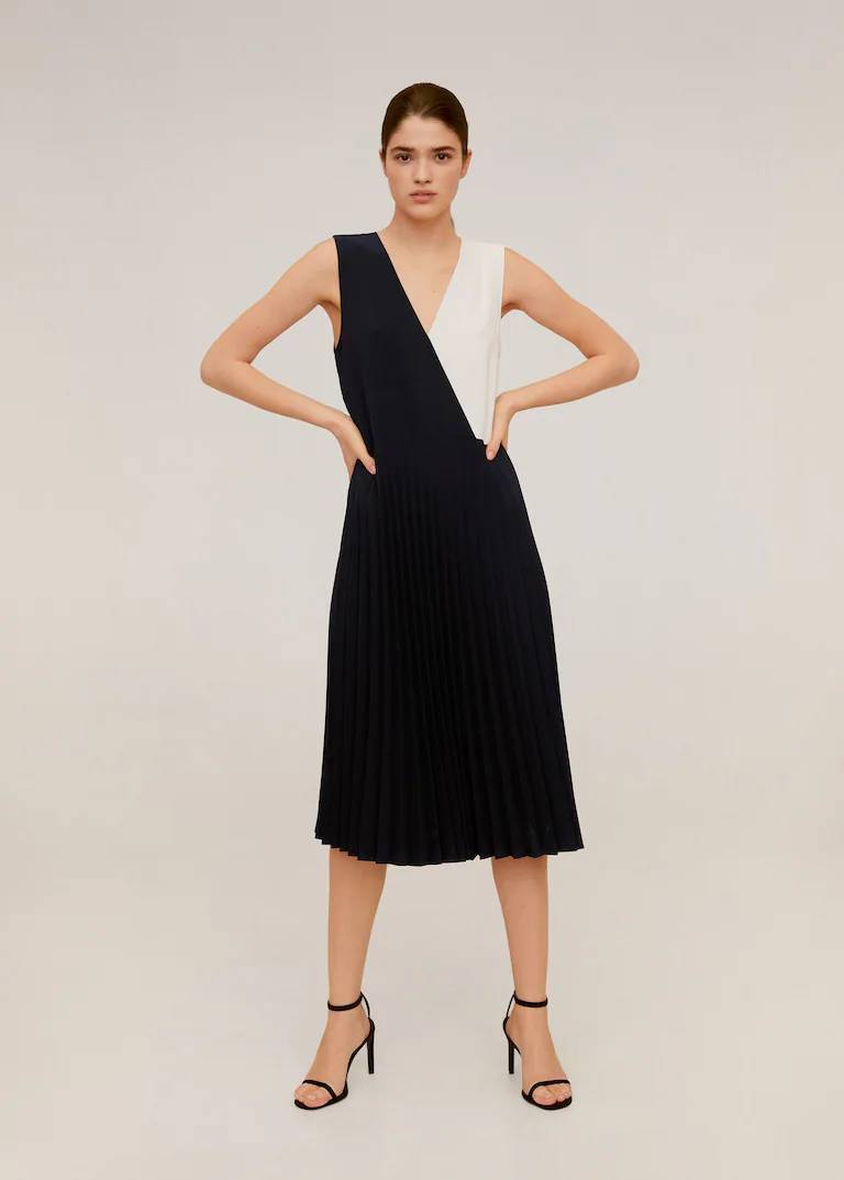Social Vestido bicolor plissado
