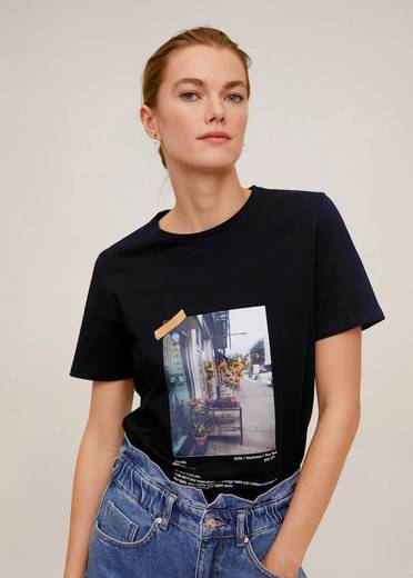 T-shirt estampada de algodão orgânico