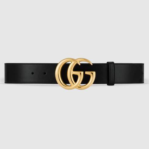 Product GG Marmont leather belt with shiny buckle