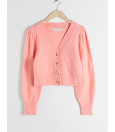 Puff Sleeve Short Cardigan - Pink - Cardigans - & Other Stories