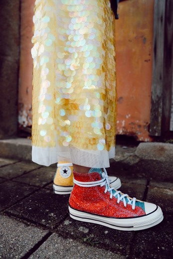All star converse hi sequin yellow/red