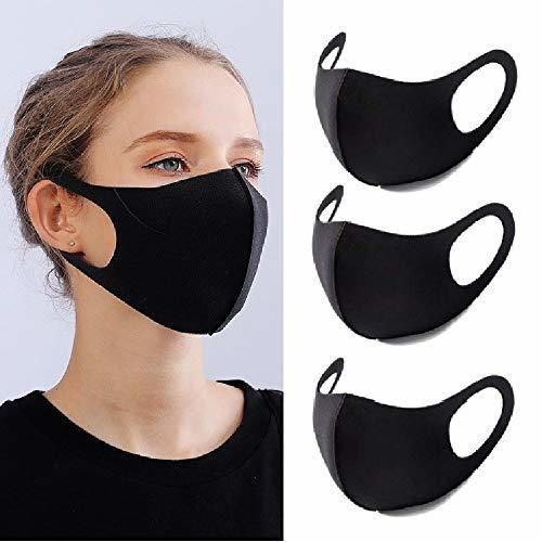 YMHPRIDE 3 paquetes Mascarilla facial antipolvo Máscara facial negra de moda Máscaras