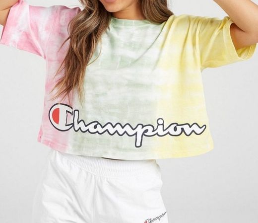 Champion camiseta Script Crop Tie Dye