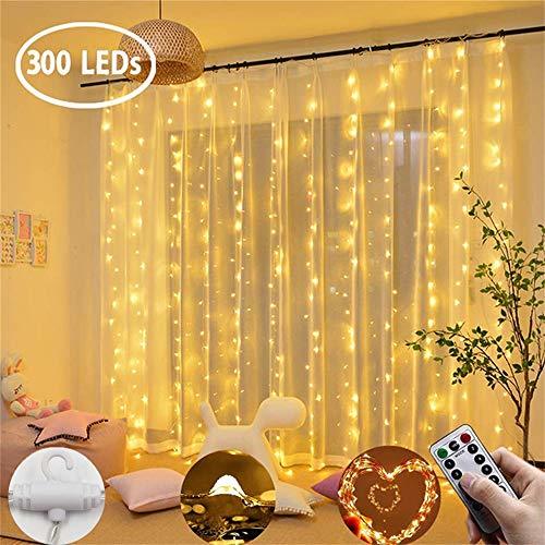 Social Luz de Cortina JINPX Luz Cadena Luces de Navidad con 300 LED