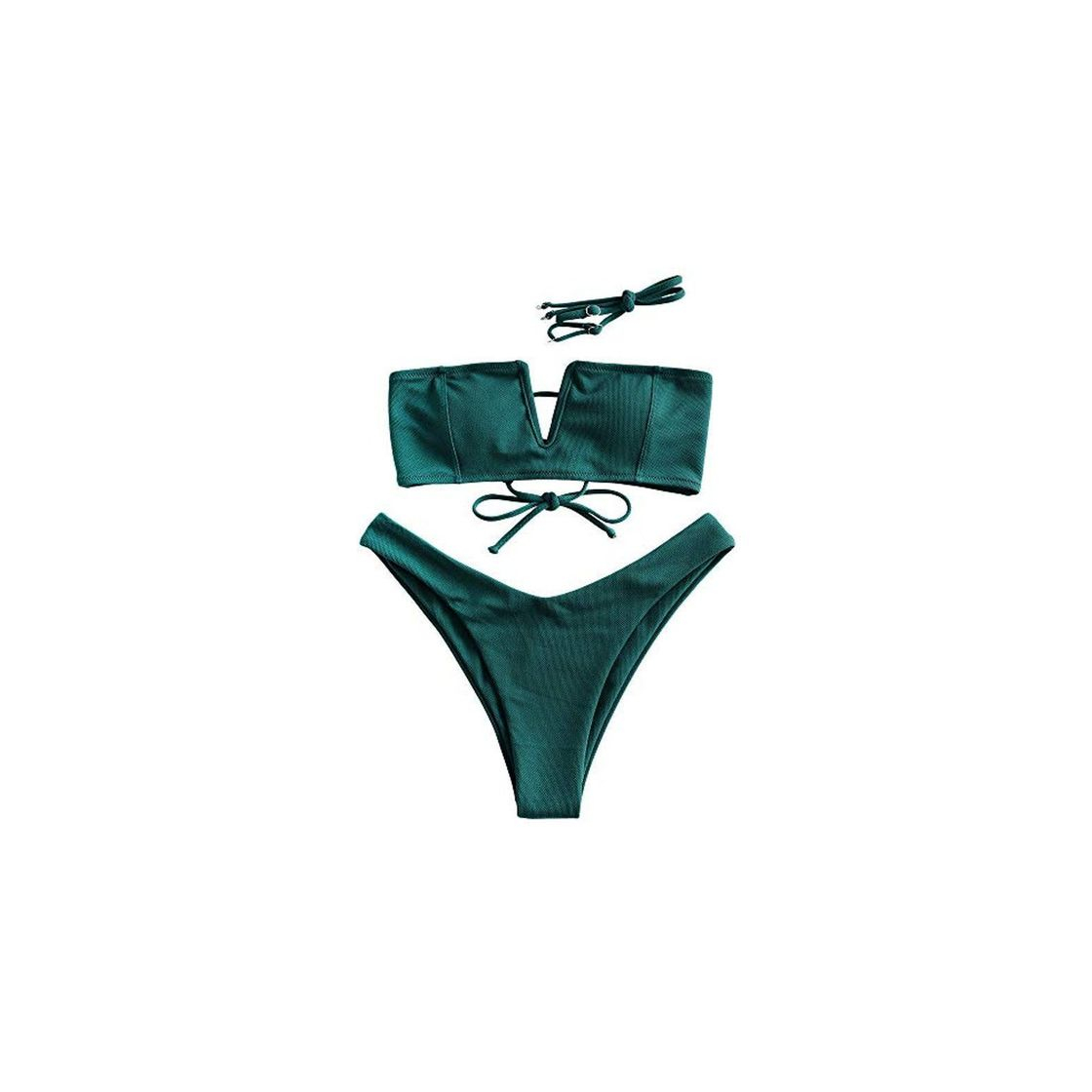 Moda ZAFUL Bikini de corte alto para mujer con lazo