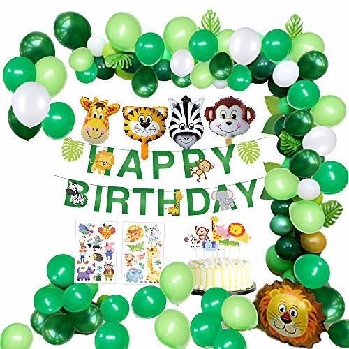 Product MMTX Selva Fiesta de cumpleaños Decoracion Niño-Feliz cumpleaños Feliz con Hojas de