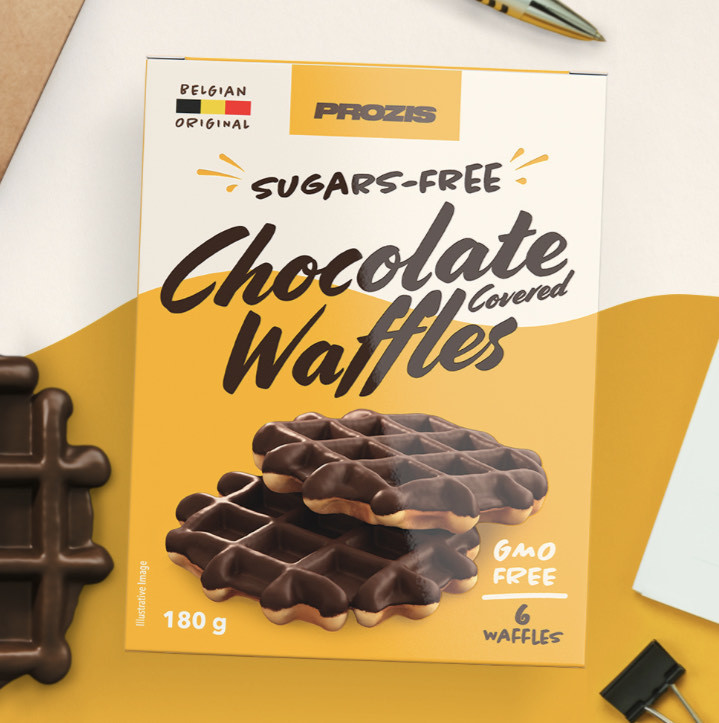 Producto Waffles Cobertos com Chocolate sem Açúcares 