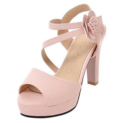 RAZAMAZA Mujer Elegante Tacon Alto Sandalias Zapatos Peep Toe Pink Size 35