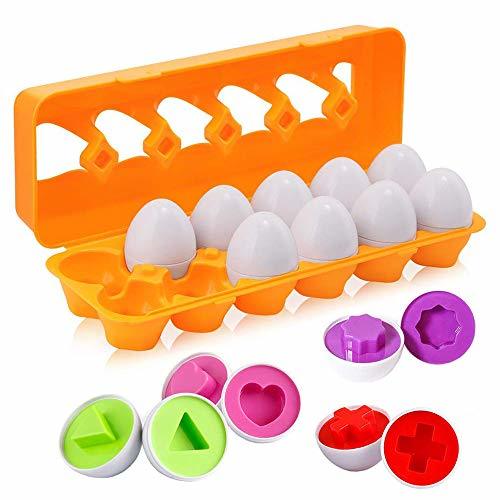 Social BYBOT 12 Piezas Rompecabezas de Huevos Color y Forma Juguetes Educativos