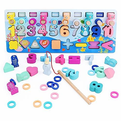 Social Symiu Juguetes Números de Madera Montessori Juegos de Pesca Puzzles Infantiles Educativo