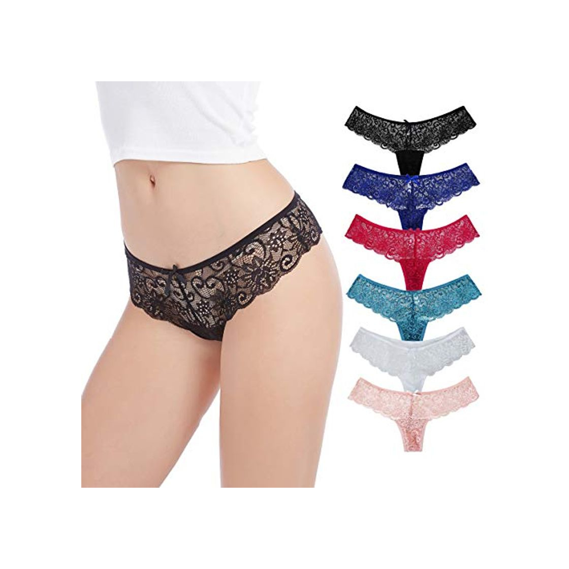 Social HOKEMP Braguita de Encaje Floral Mujer Pack de 6