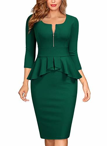 Social Miusol Negocios Peplum Lápiz Vestido de Fiesta para Mujer Verde Oscuro XX-Large