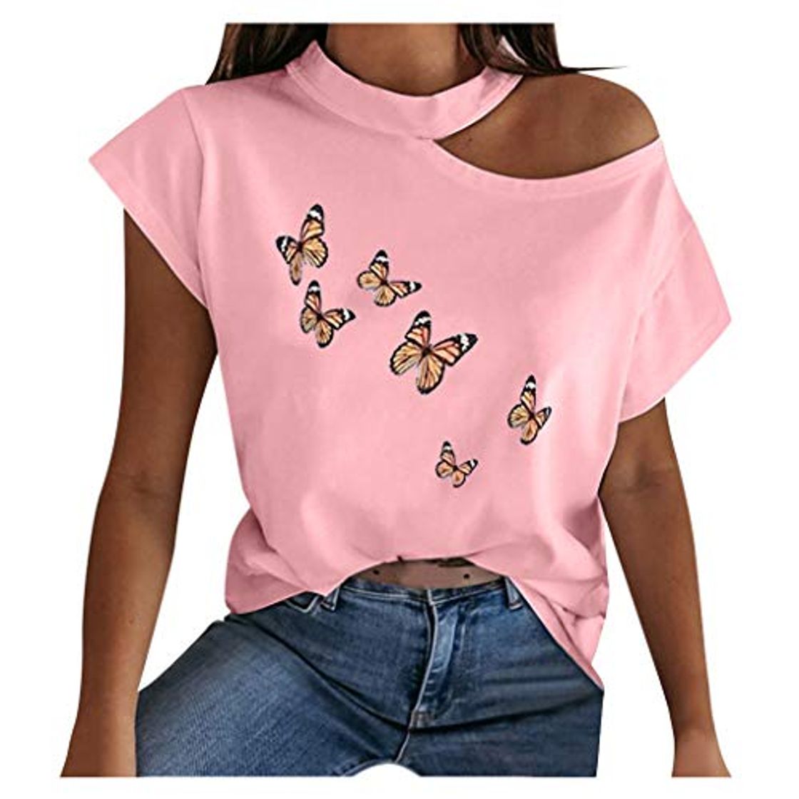 Fashion FAMILIZO Camisetas Mujer Verano Blusa Mujer Elegante Camisetas Mujer Manga Corta Algodón