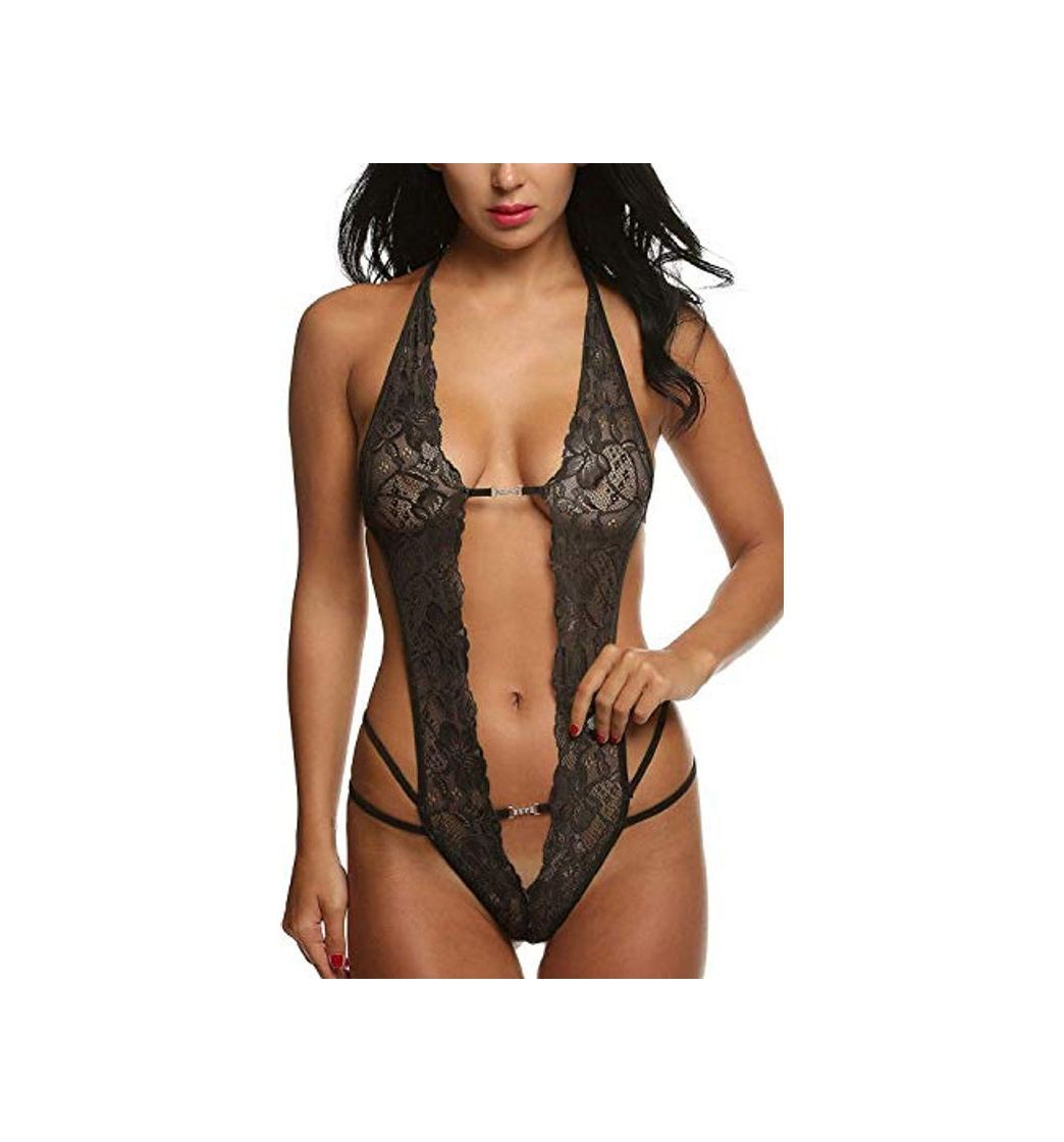 Moda UMIPUBO Mujer Ropa de Dormir Conjunto Sexy Transparente Lingerie Escotado por Detrás