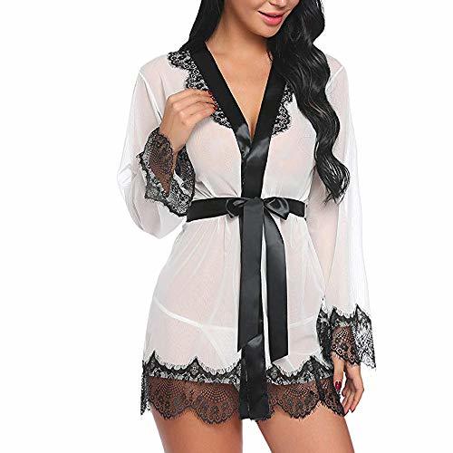 Social Ropa de dormir erótica de encaje para mujer Kimono transparente sexy Albornoz