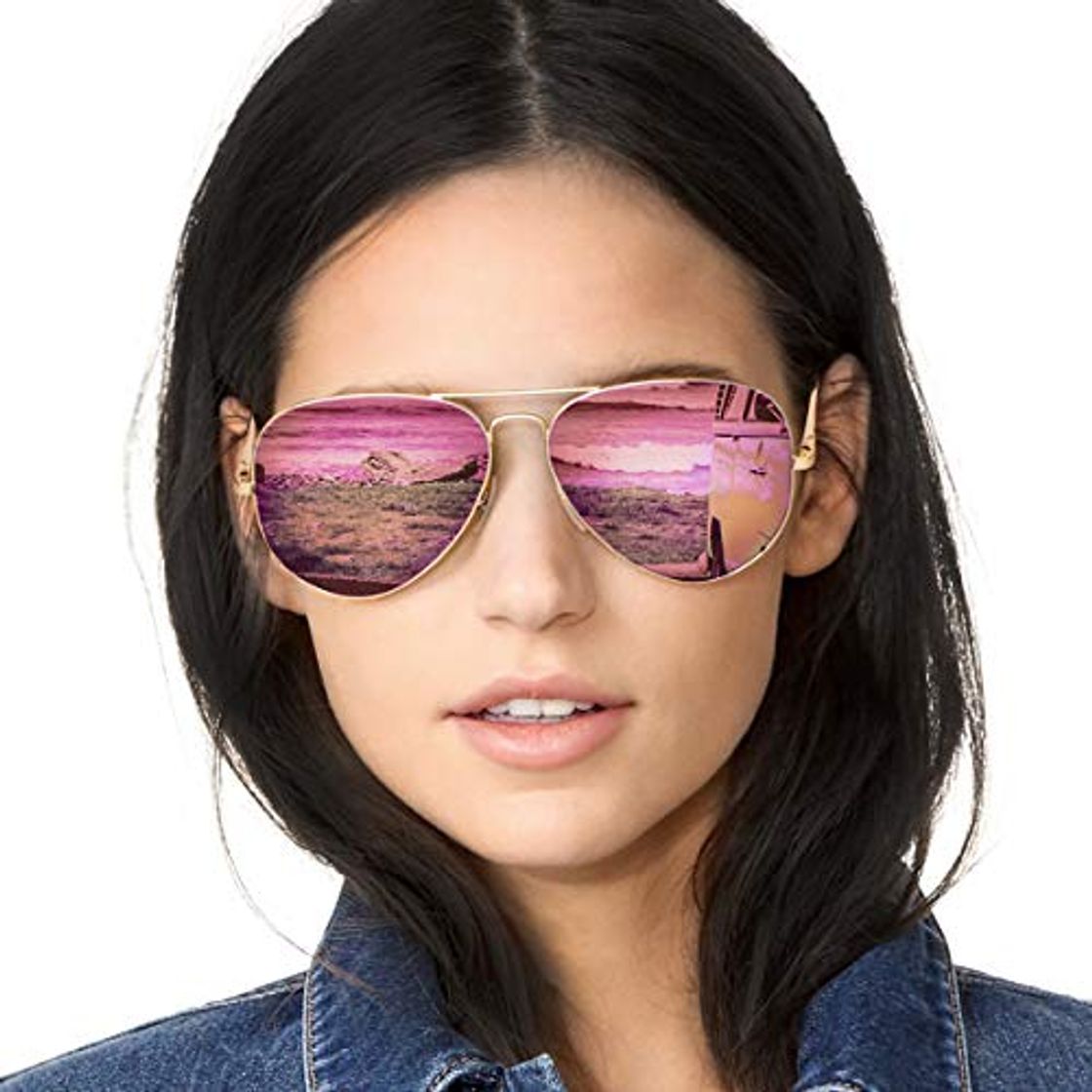 Producto SODQW Gafas de Sol Polarizadas Mujer Espejo Marca Clásico Metal Marco 100%