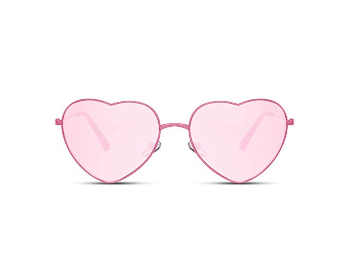 Producto Cheapass Gafas de Sol Metálicas Forma de Corazón Montura Rosa con Cristales