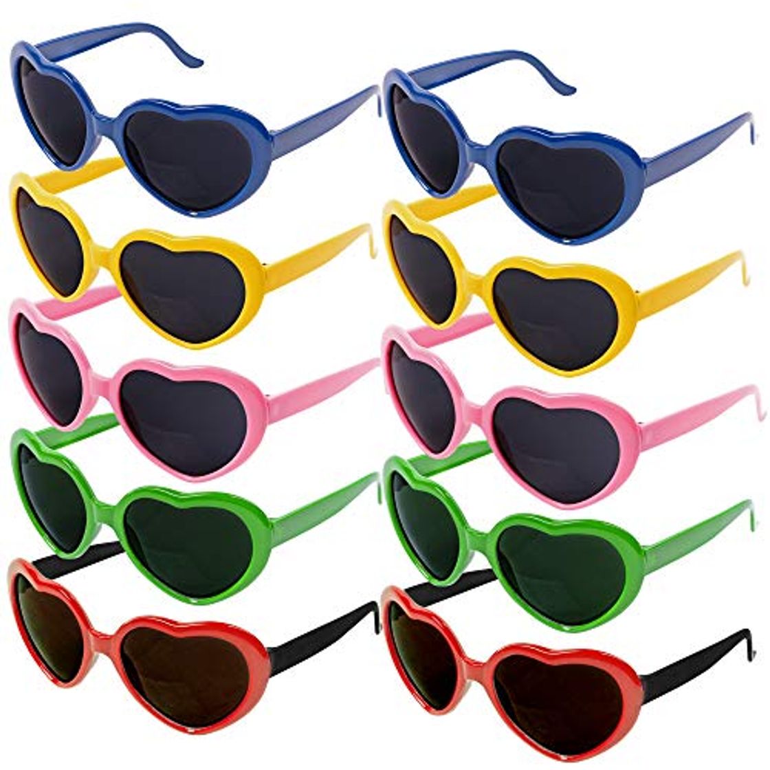 Social 10 Gafas de sol con forma de Corazón - En color neón